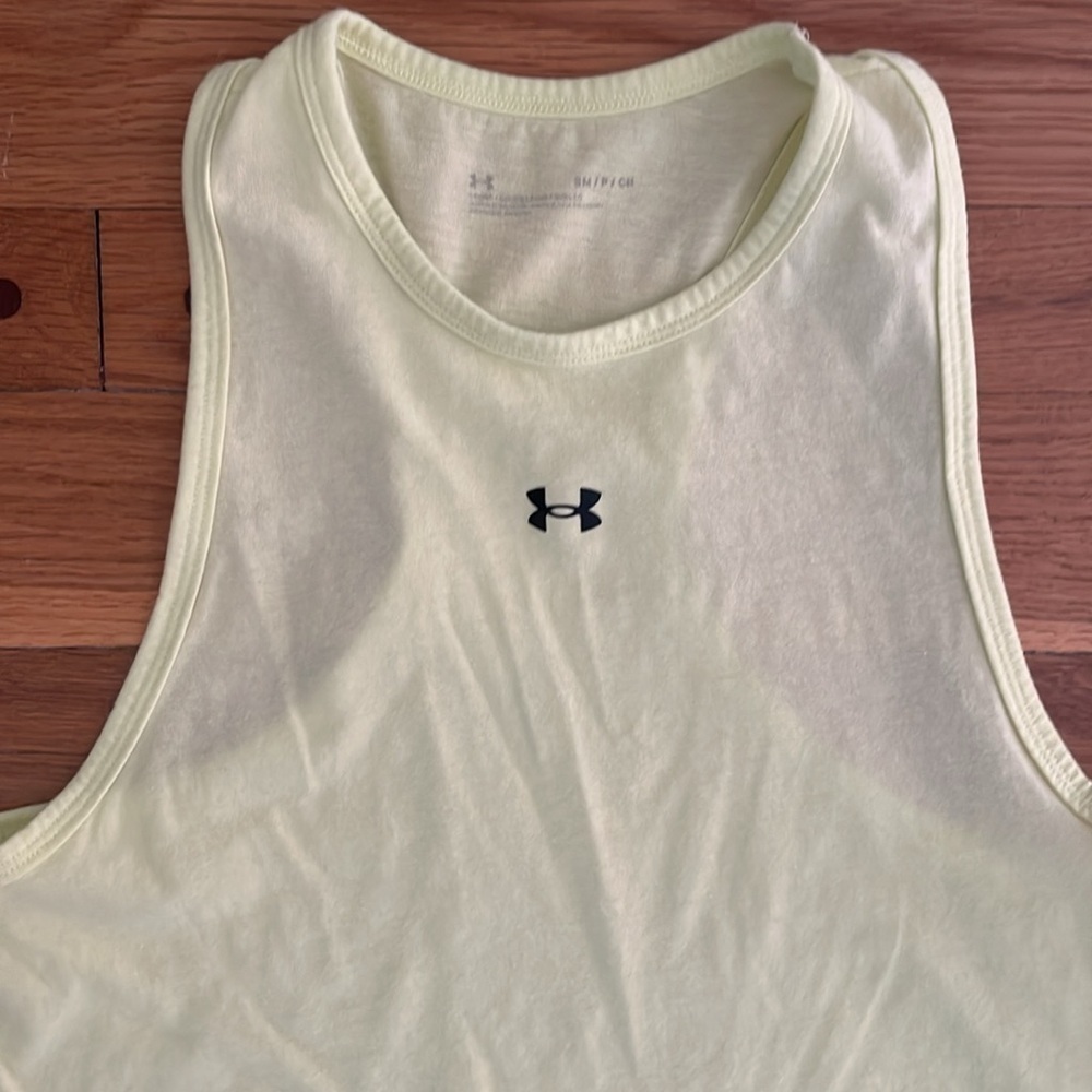 Under Armour Racerback Cotton Blend Tank Top Shirt Lime Green Yellow Small
